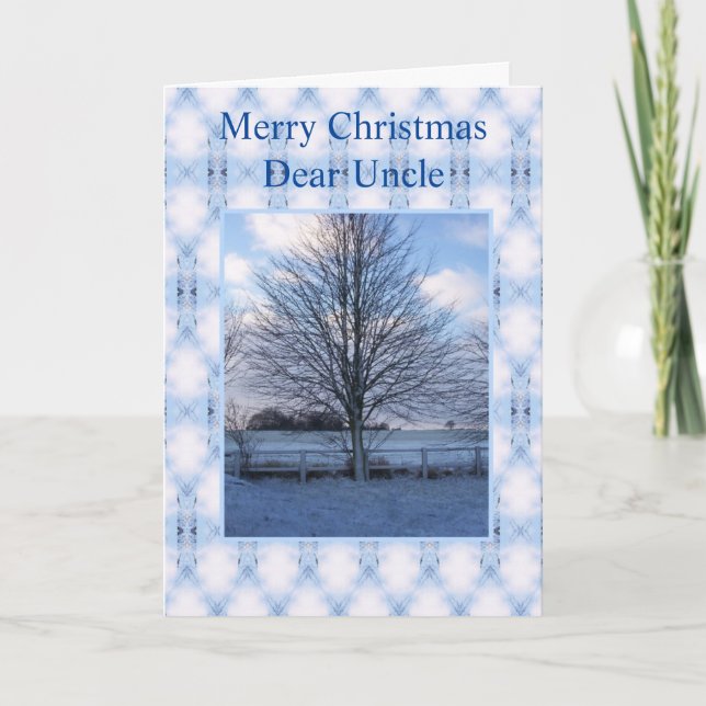 Snowy Landscape Uncle Christmas Holiday Card (Front)