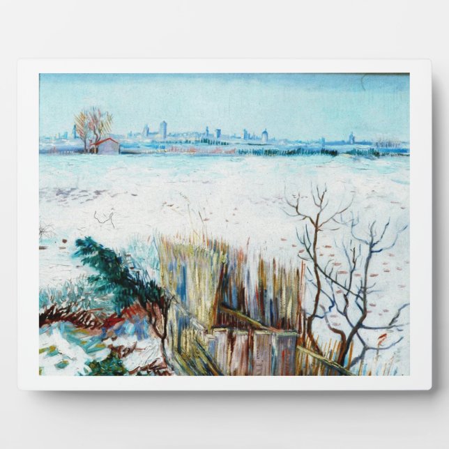 Snowy Landscape with Arles in the Background Plaque (Front)