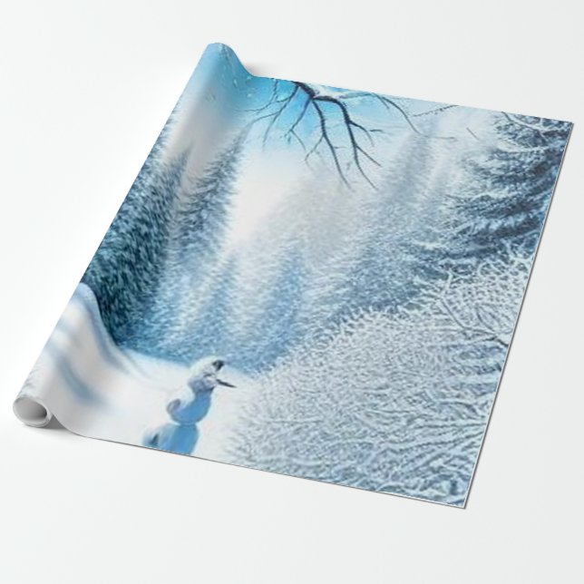 Snowy Landscape Wrapping Paper (Unrolled)