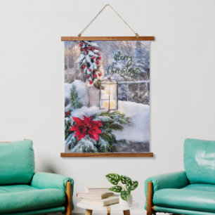 Snowy lantern  hanging tapestry