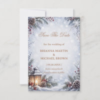 Snowy Lantern Pinecone Winter Romance