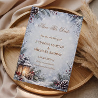 Snowy Lantern Pinecone Winter Romance