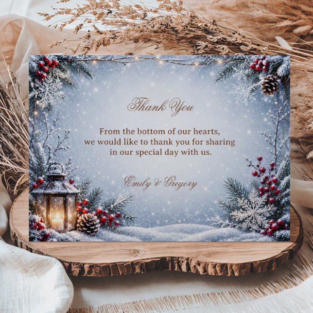 Snowy Lanterns Under Winter Starlight Thank You Card (Creator Uploaded)