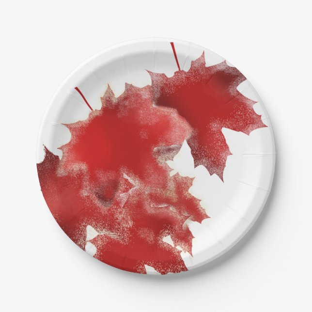 Snowy Leaves Paper Plates (Front)