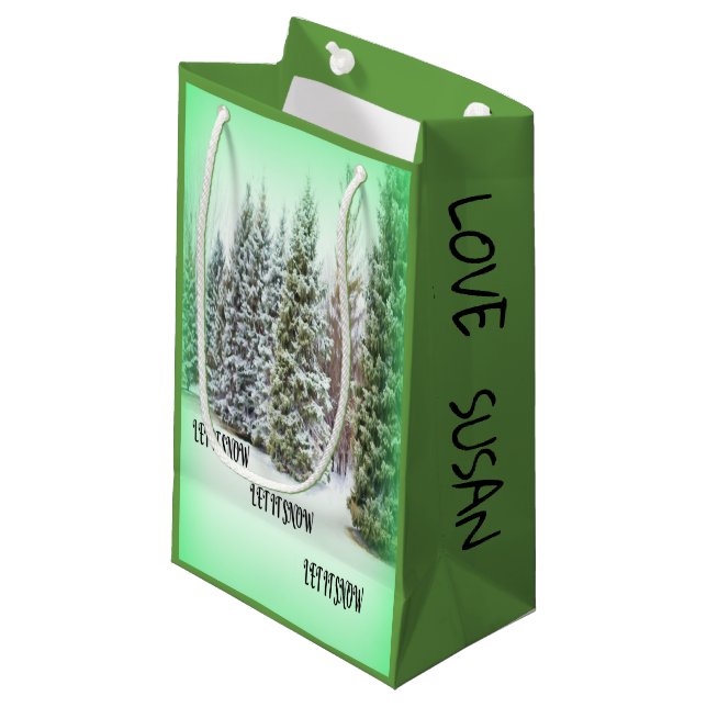 Snowy Magic Winter Celebration Small Gift Bag (Front Angled)
