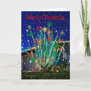 Snowy Majestic Agave Glow Holiday Card
