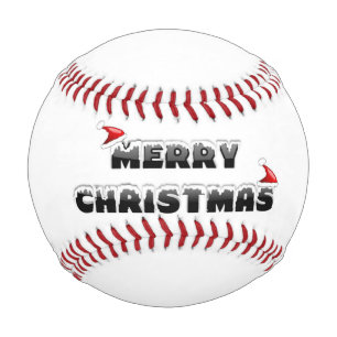 SNOWY MERRY CHRISTMAS BASEBALL