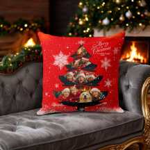 Snowy Merry Christmas Family Photo Tree