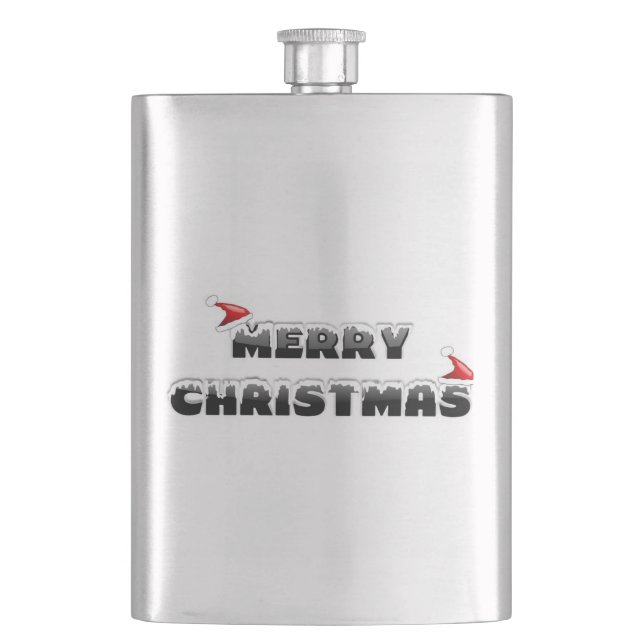 SNOWY MERRY CHRISTMAS HIP FLASK (Front)
