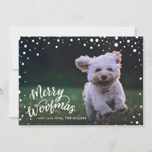 Snowy Merry Woofmas Handlettered   Holiday Photo Card