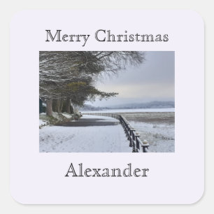 Snowy Morning Square Sticker