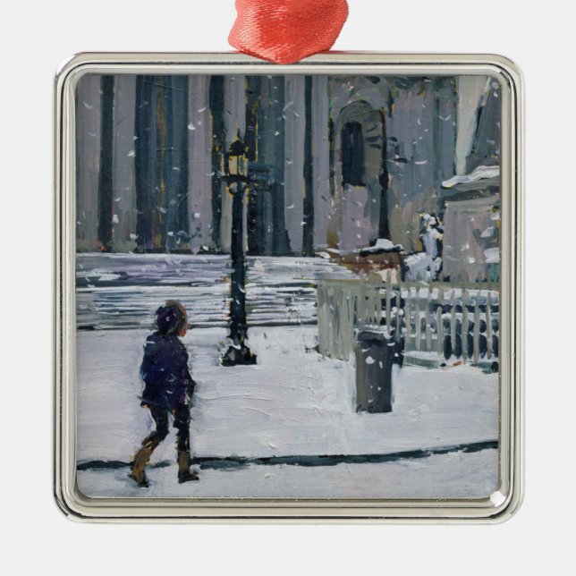 Snowy morning St. Paul's Cathedral 2009 Metal Tree Decoration (Front)