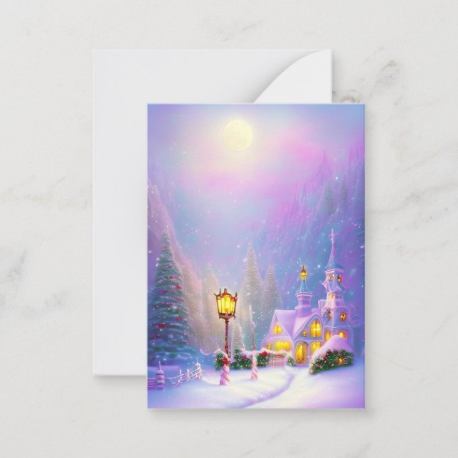 Snowy Mountain church budget mini Christmas Card (Front)