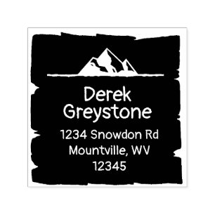 Snowy Mountain Country Lodge Rustic Wood Block Self-inking Stamp