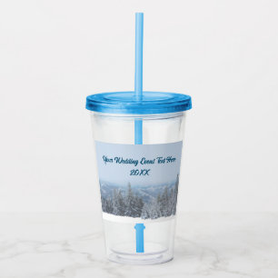 Snowy Mountain Forest Apres Ski Wedding Event Acrylic Tumbler