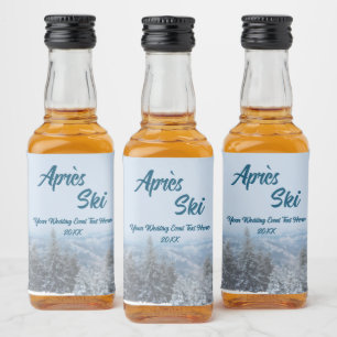 Snowy Mountain Forest Apres Ski Wedding Event Liquor Bottle Label