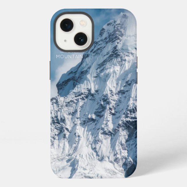 Snowy Mountain Image with modern text iPhone Case (Back)