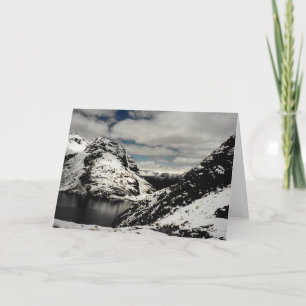 Snowy Mountain Lake Clouds Landscape Card