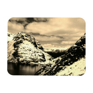 Snowy Mountain Lake Clouds Landscape Photo Magnet