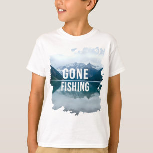 Snowy Mountain Lake Gone Fishing T-Shirt