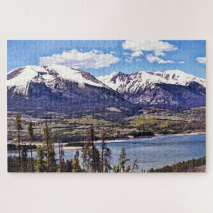 Snowy Mountain Lake Scene Giant Puzzle