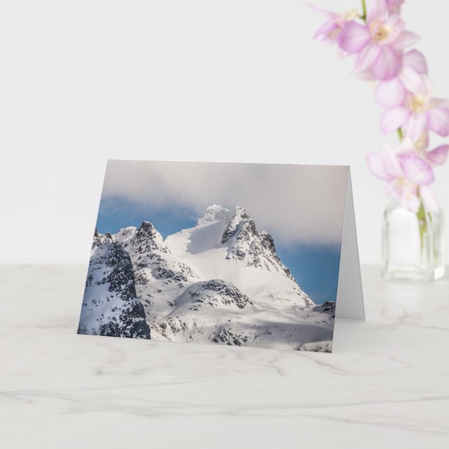 Snowy Mountain Landscape Photo Card (Orchid)
