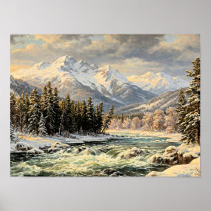 Snowy Mountain Landscape Poster
