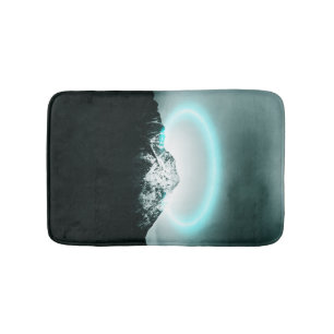 Snowy mountain mysterious blue neon light bath mat