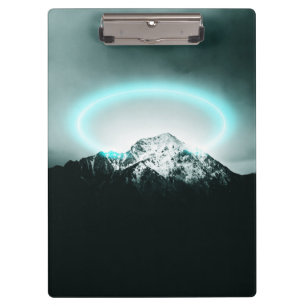 Snowy mountain mysterious blue neon light clipboard