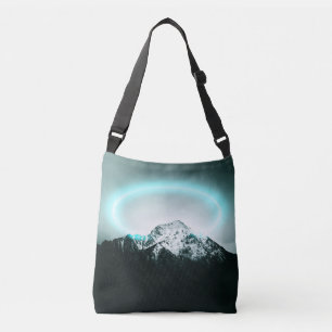 Snowy mountain mysterious blue neon light crossbody bag