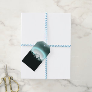 Snowy mountain mysterious blue neon light gift tags