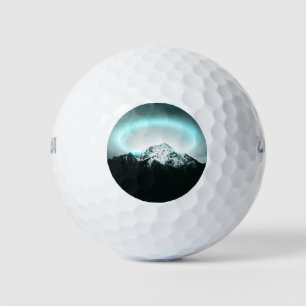 Snowy mountain mysterious blue neon light golf balls