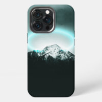 Snowy mountain mysterious blue neon light