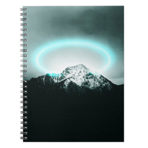Snowy mountain mysterious blue neon light notebook