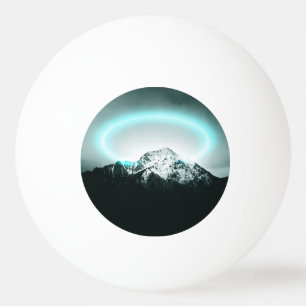 Snowy mountain mysterious blue neon light ping pong ball
