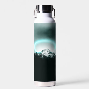 Snowy mountain mysterious blue neon light water bottle
