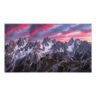 Snowy Mountain Peaks At Sunrise Photo Enlargement Print