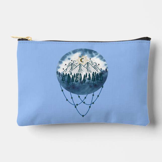 Snowy Mountain Pine Tree Nature Adventure Outdoor Accessory Pouch (Front)