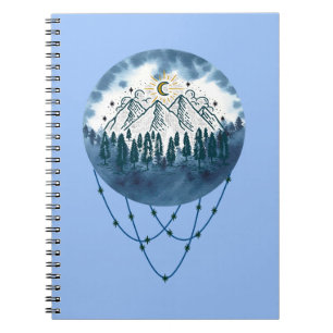 Snowy Mountain Pine Tree Nature Adventure Outdoor Notebook