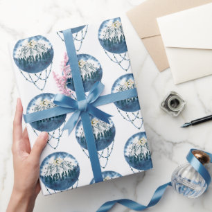 Snowy Mountain Pine Tree Nature Adventure Outdoor Wrapping Paper