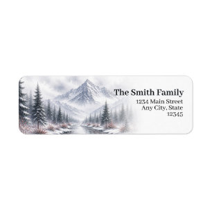 Snowy Mountain Return Address Labels Winter Pine