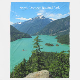 Snowy Mountain Turquoise Lake in Washington Fleece Blanket