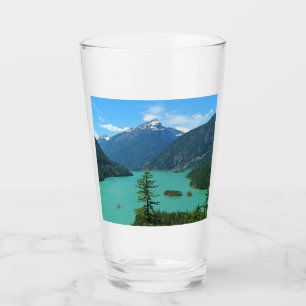 Snowy Mountain Turquoise Lake in Washington Glass
