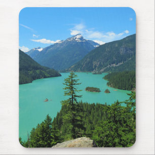 Snowy Mountain Turquoise Lake in Washington Mouse Pad