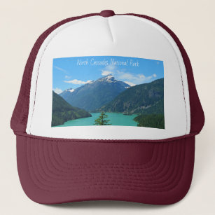 Snowy Mountain Turquoise Lake in Washington Trucker Hat