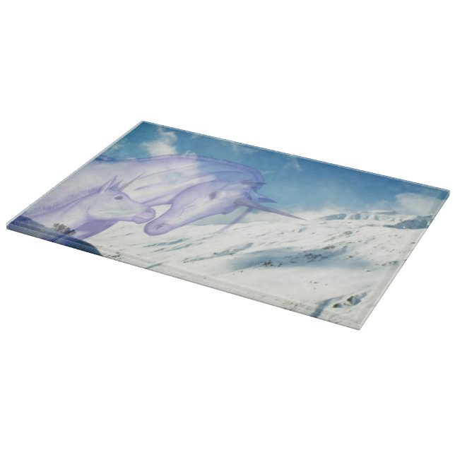 Snowy Mountain Unicorn Alpine Serenity Cutting Board (Corner)