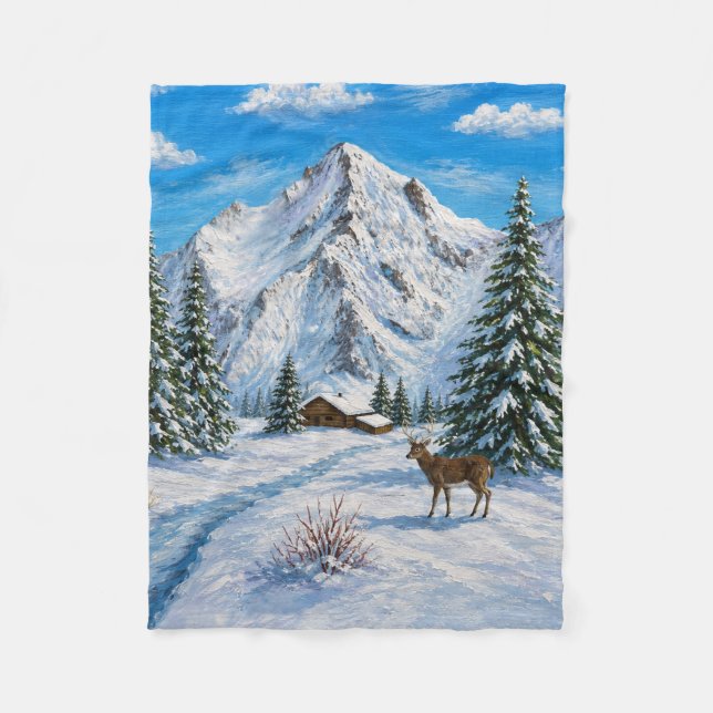 Snowy Mountain Valley Blanket (Front)