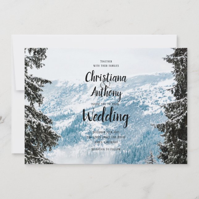 Snowy Mountain Wedding Invitation (Front)