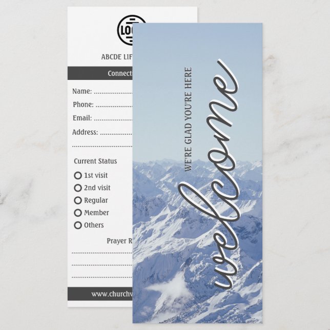 Snowy Mountain Welcome Church Connection Card (Front/Back)