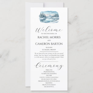 Snowy Mountain Winter Lake Wedding Program